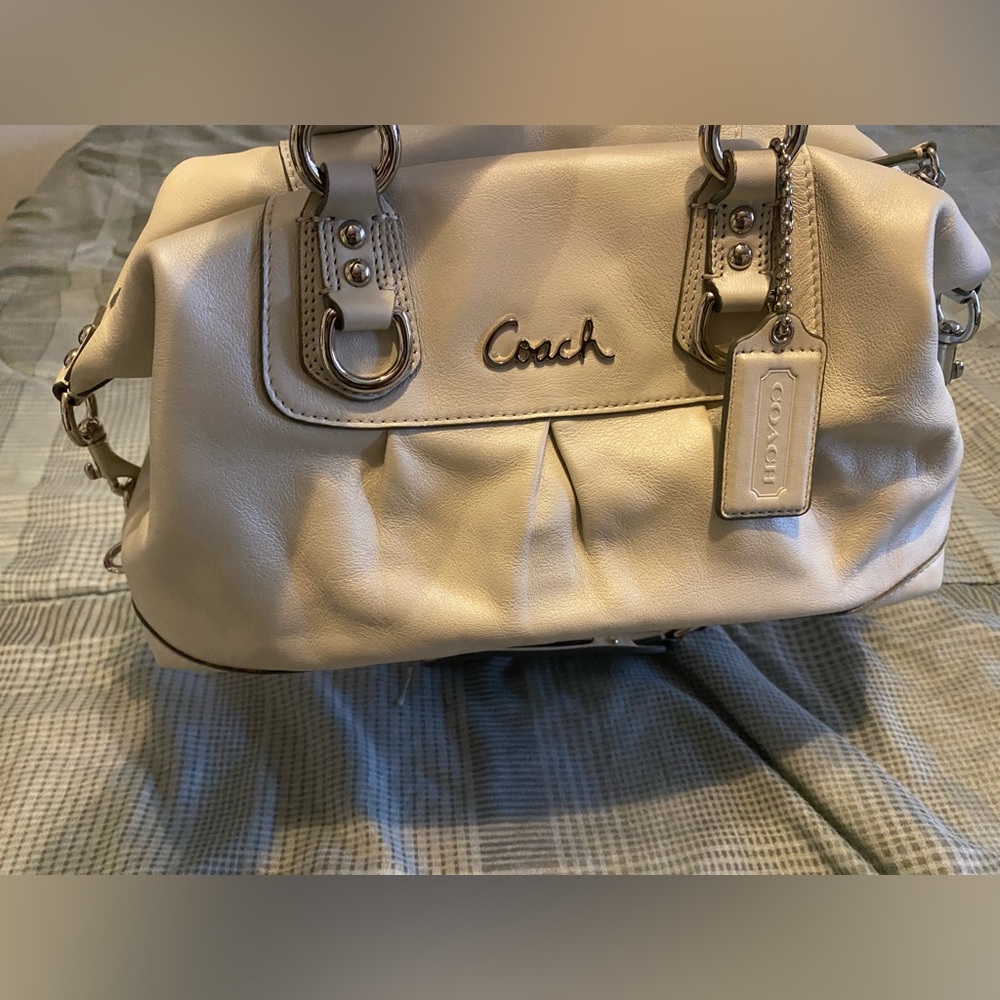 Pearly white Coach purse